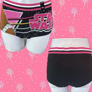 Disney 1 Pink-Black Star Wars Mandalorian Chewbacca Graphic Boyshort Panties
